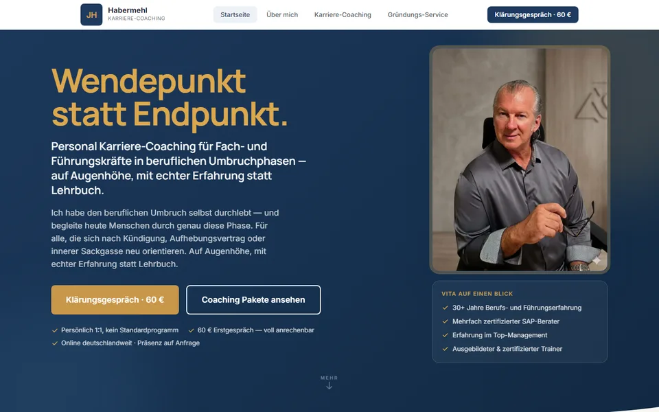 Screenshot der Website: Karrierecoaching Habermehl